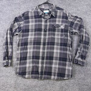 Columbia Omni-Wick Mens XXL Plaid Button Down Shirt Grey Purple Long Sleeve
